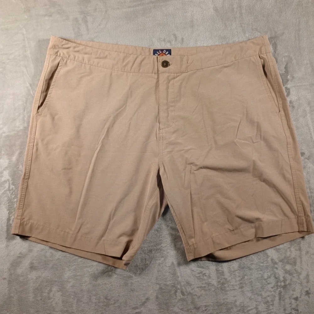 Faherty All Day Shorts Mens 42 Khaki Tan Hybrid Stretch Quick Dry Surf